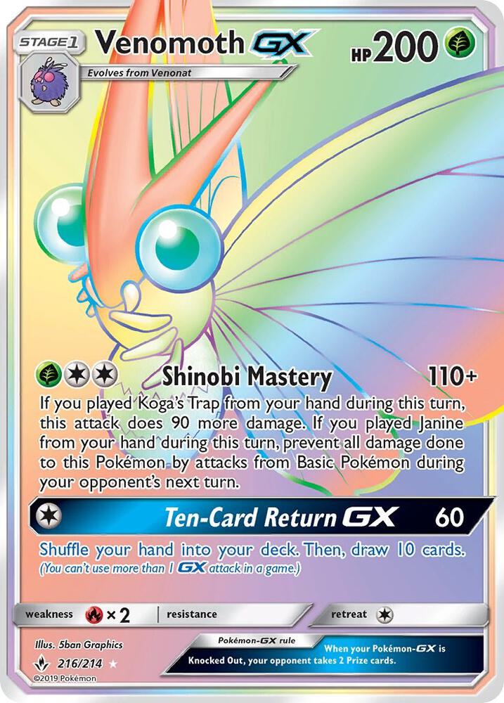 Venomoth GX (Secret) - 216/214 - Secret Rare