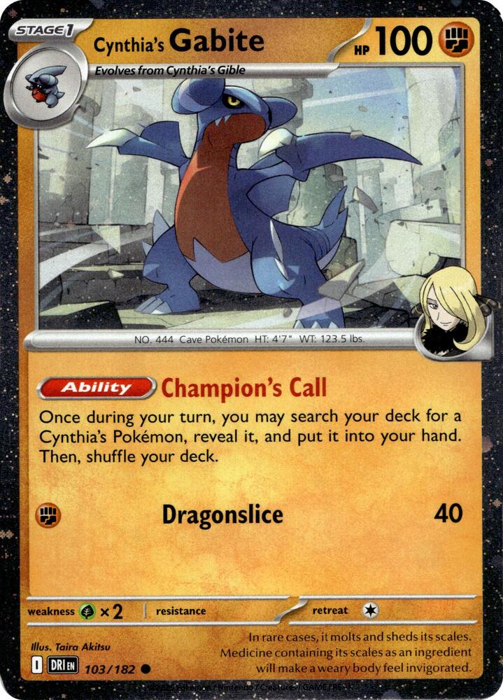 Cynthia's Gabite (Cosmos Holo) - 103/182 - Common