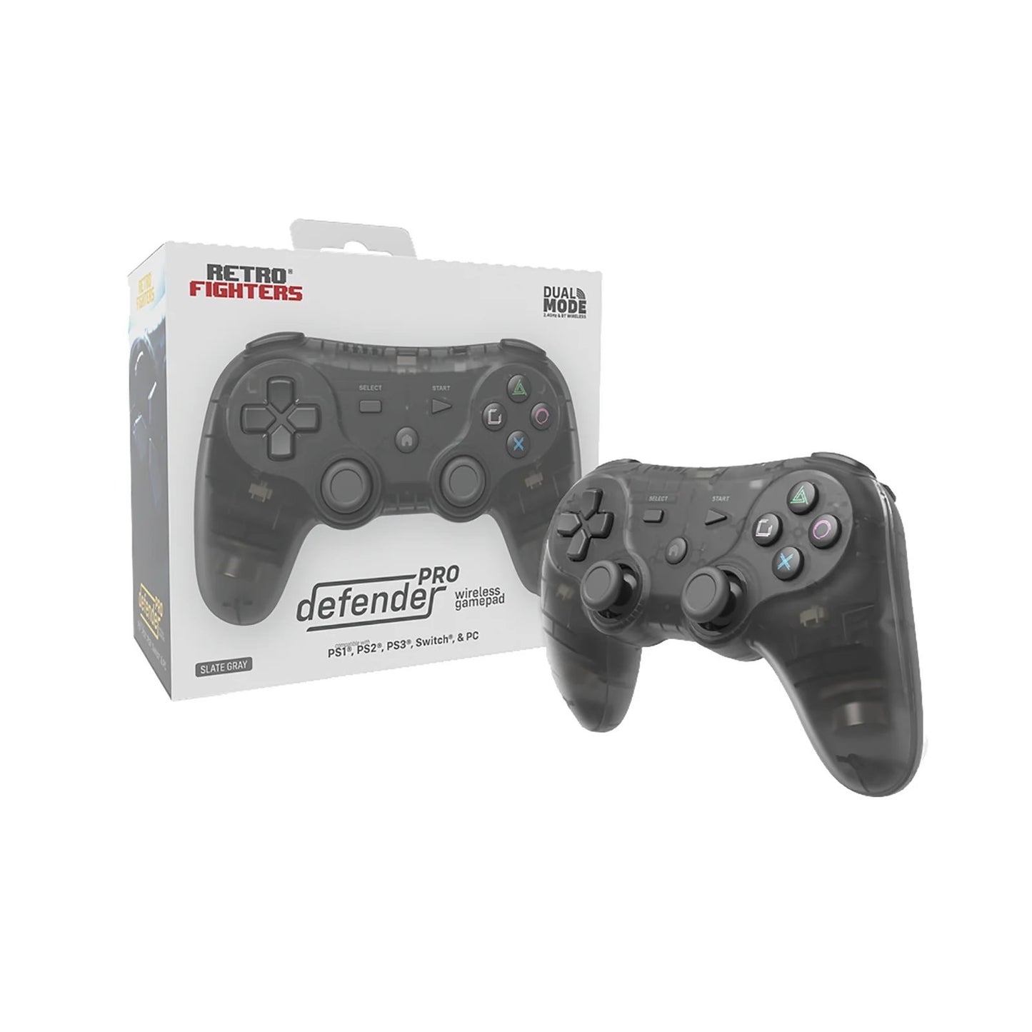Defender Pro Series Wireless Controller PS1/PS2/PS3/PC/Switch & Switch 2 (Smoke) - Retrofighters