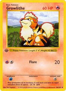 Growlithe - 028/102 - Uncommon (Shadowless)