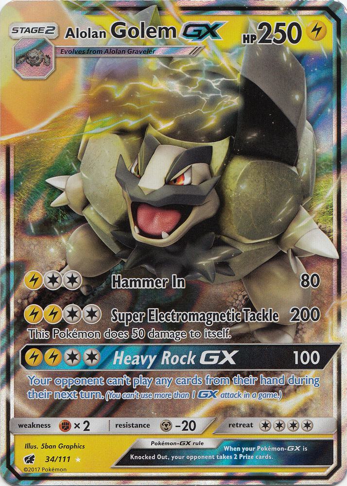 Alolan Golem GX - 34/111 - Ultra Rare