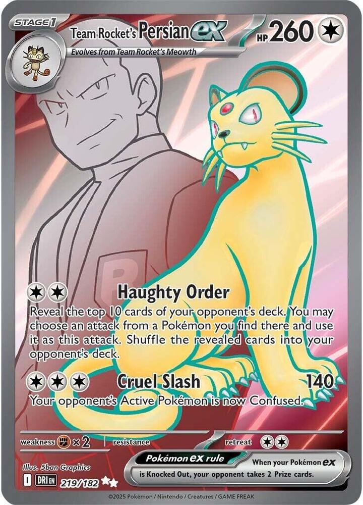 Team Rocket's Persian ex - 219/182 - Ultra Rare